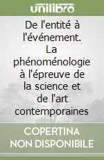 De l‘entité à l‘événement. La phénoménologie à l‘épreuve de la science et de l‘art contemporaines Subito Disponibile