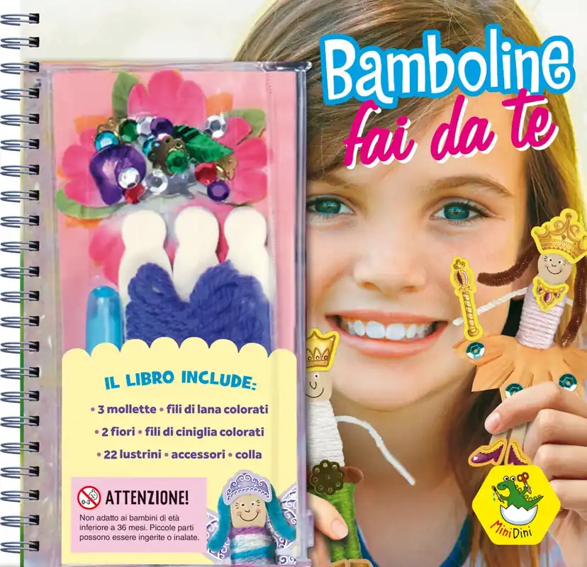 Ultima Occasione Bamboline fai da te Con 3 mollette di legno, 2 fiori, 22 lustrini, fili colorati e colla