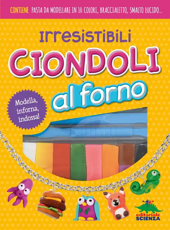 Irresistibili ciondoli al forno Modella, inforna, indossa! - Contiene pasta da modellare in 10 colori, braccialetto, smalto lucido... Promozione Esclusiva