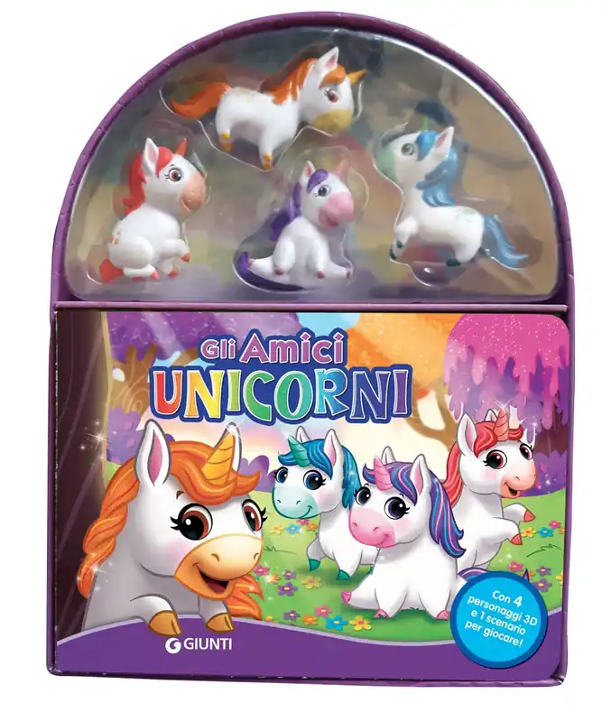 Professionale Gli amici Unicorni Con 4 personaggi 3D e 1 scenario per giocare!